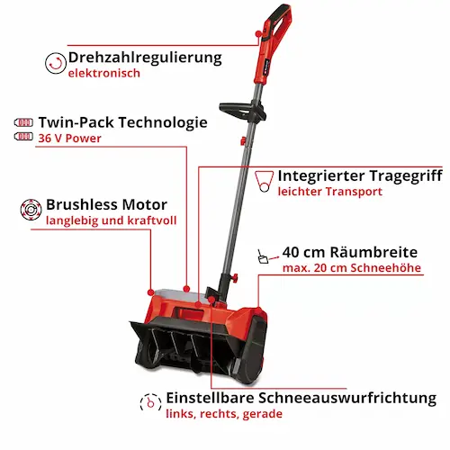 Einhell Akku Schneefräse GE-ST 36/40 Fuktionen